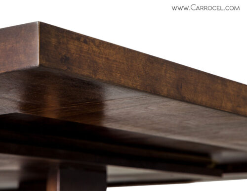 Modern Custom Made Art Deco Walnut and Burled Walnut Dining Table