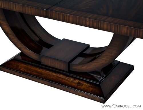 Custom Made Art Deco Mahogany Dining Table with Rosewood Banding