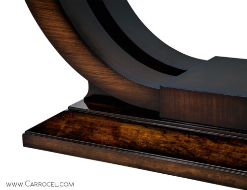 Custom Made Art Deco Mahogany Dining Table with Rosewood Banding