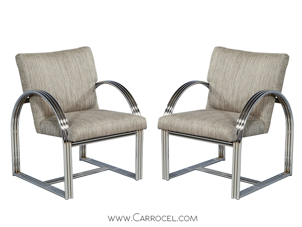 Pair of Vintage Chrome Frame Chairs