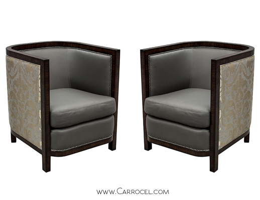 luxurious Custom Zebra Wood Deco Style Parlour Chairs