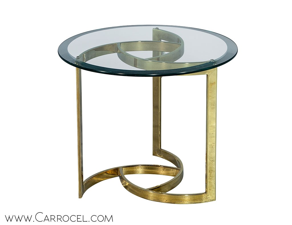 Polished Brass Pinwheel End Table