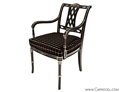  Black Lacquered Regency Living Room Armchair