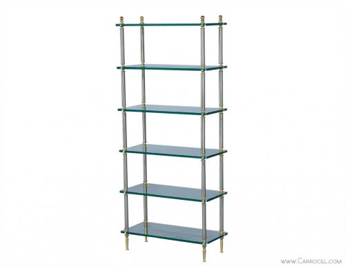 Brush Steel and Glass Etagere in the style of Maison Jansen