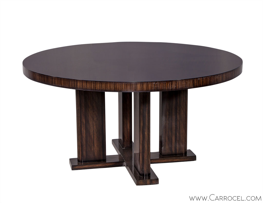 Custom Modern Round Macassar Dining Table