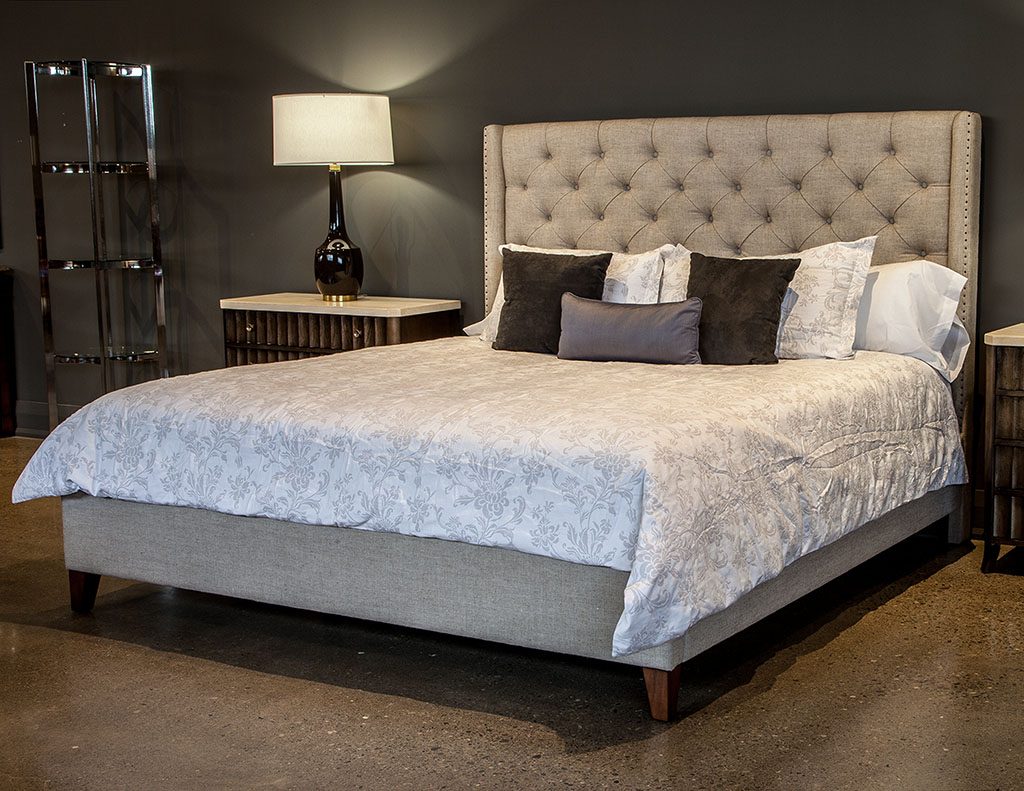 Bay Belgian Linen Tufted King Size Bed