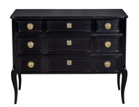 Irwin Black Lacquered Georgian Style Chest of Drawers