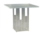 Lucite Side Table with Geometric Sculptural Base