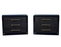 Pair of Smoked Indigo High Gloss Chest with Ostrich Facade