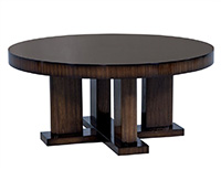 Custom Macassar Ebony Round Modern Cocktail Table