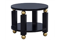 Round Art Deco Black and Gold End Table