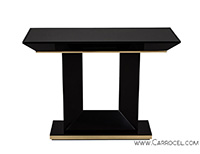 Custom Modern Black Lacquered Deco Console Table