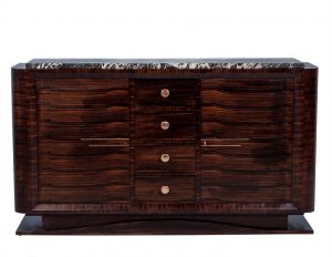 French Art Deco Macassar Ebony Buffet with Marble Top