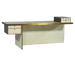 Modern Brass and Parchment Writing Desk
