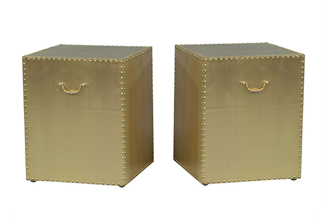 Bernhardt Brass Cube Side Tables