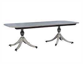 Dove Grey Mahogany Duncan Phyfe Dining Table