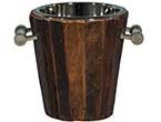 Small rustic wood stainless steel ice bucket