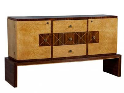 Art deco style birds eye rosewood buffet