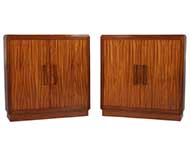 Compact art deco sapele wood armoires