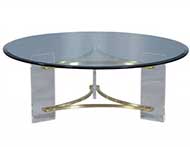 Hollywood regency style round glass cocktail table