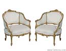 Pair of Bleached Wood Carved Louis XV Chairs 