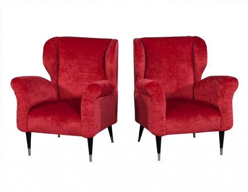 Mid Century Modern Plush Red Lounge Chairs