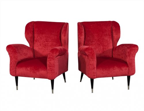 Mid Century Modern Plush Red Lounge Chairs