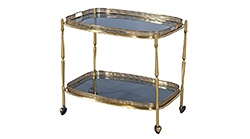 Polished Brass and Glass Bar Serving Cart