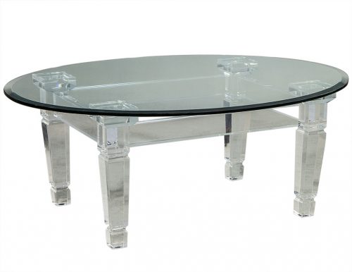 Oval Modern Acrylic and Glass Cocktail Table