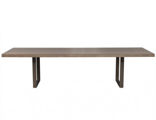 Carrocel Custom Rift Cut Steel Base Dining Table