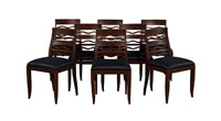 Set of 8 – 1940s Art Deco Dining Chairs with Wave-Back Feature