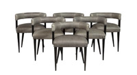 Set of 6 – Sleek Mid-Century Modern Curve-Back Dining Chairs