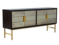 Carrocel Custom Modern Walnut Mirrored Sideboard Buffet