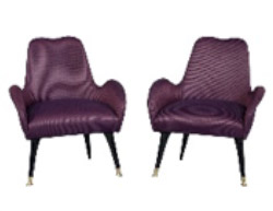 Vintage Italian Zanuso-Style Purple Parlor Chairs
