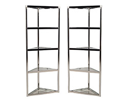 Pair of Corner Polished Stainless Steel Etegeres