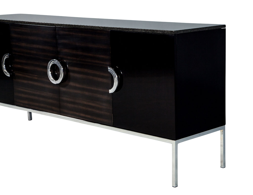 Custom Modern Black Lacquer Walnut Sideboard Buffet ...