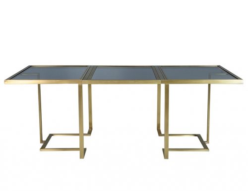 Carrocel Custom Modern Brass & Glass Expandable Table