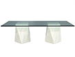 Custom Modern Geometric Pedestals Glass Top Dining Table