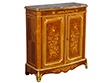 Antique French Louis XV Style Marble Top Commode with Floral Marquetry