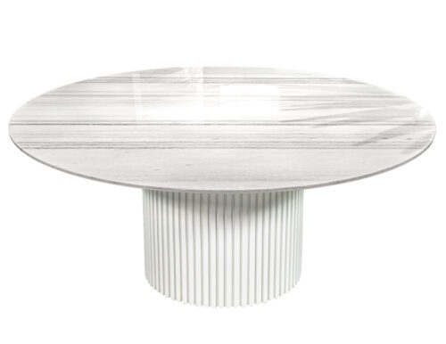 Custom Round White Marble Top Dining Table