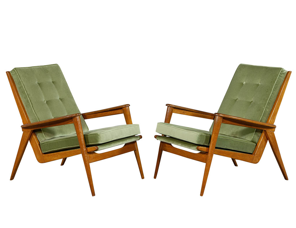 pair of european oak vintage midcentury modern lounge chairs  carrocel  fine furniture