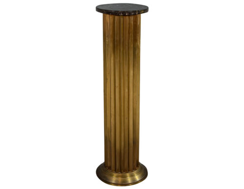 Original French Art Deco Fluted Brass Pedestal Column Table