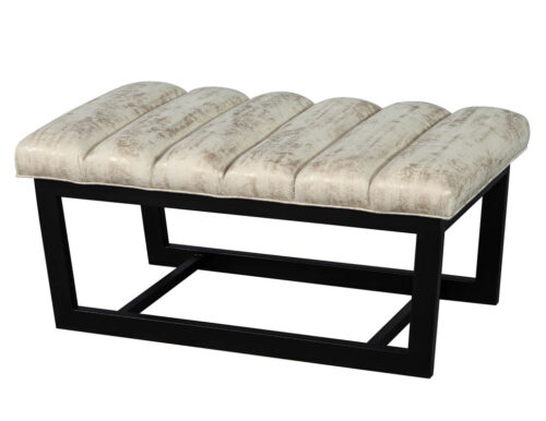 Modern Channeled Top Bench with Sleek Metal Base