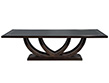 Carrocel Custom Walnut Dining Table with Polished Metal Inlay Detail & Curved Base