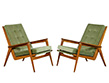 Pair of European Oak Vintage Mid-Century Modern Lounge Chairs
