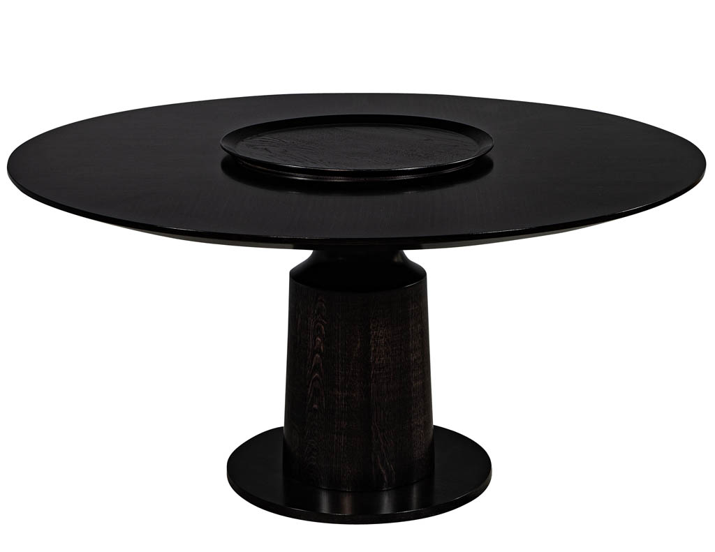 Custom Modern Round Black Oak Dining Table - Carrocel Fine Furniture