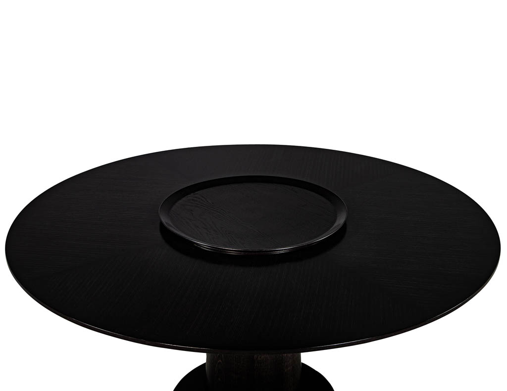 Custom Modern Round Black Oak Dining Table - Carrocel Fine Furniture