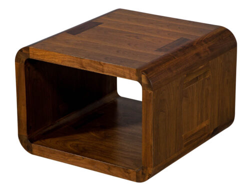 Modern Walnut End Table with Curved Design