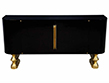 Modern Brass-Accented Black-Lacquer Credenza Buffet Sideboard