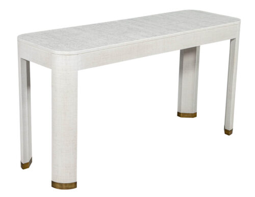 Modern White Linen Clad Console Table